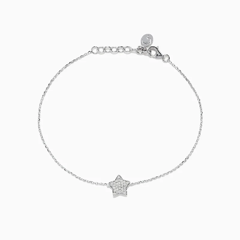 Bud wrap bracelet-925 Sterling Silver Diamond Star Bracelet