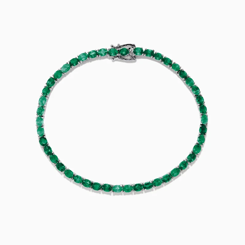 Canvas wrap bracelet-925 Sterling Silver Emerald Tennis Bracelet, 6.99 TCW