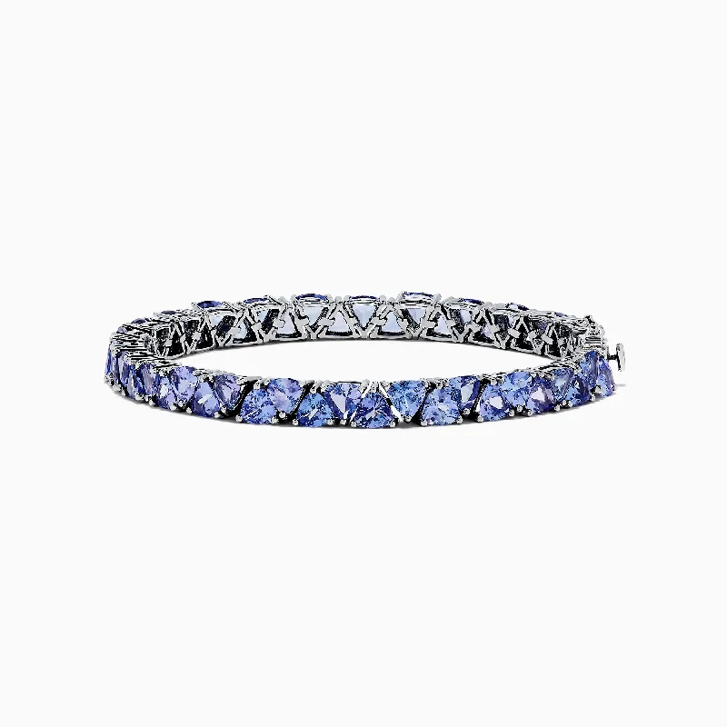 Blunt edge bracelet-Nahla Siri Sterling Silver Tanzanite Tennis Bracelet, 18.62 TCW