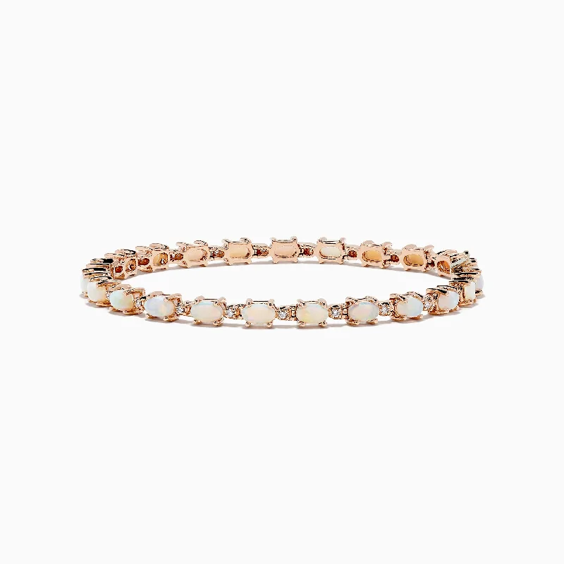 Medieval style bracelet-Aurora 14K Rose Gold Opal Tennis Bracelet, 4.72 TCW