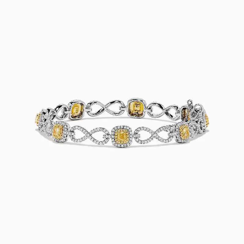 Fern vein bracelet-Canare 14K Two Tone Gold Yellow and White Diamond Infinity Tennis Bracelet 3.34 TCW