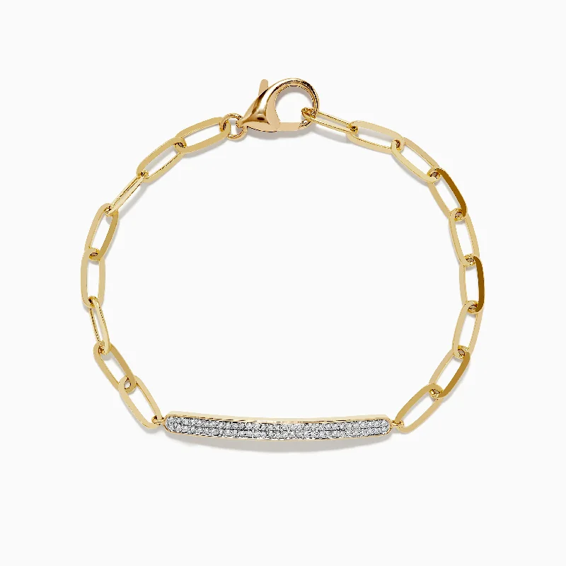 Prismatic light bracelet-D'oro 14K Yellow Gold Diamond Paperclip Bracelet 0.24 TCW