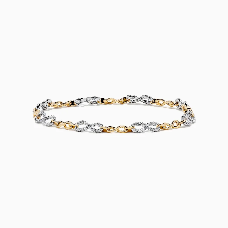 Cluster set bracelet-Duo 14K Two Tone Gold Diamond Infinity Tennis Bracelet 0.53 TCW