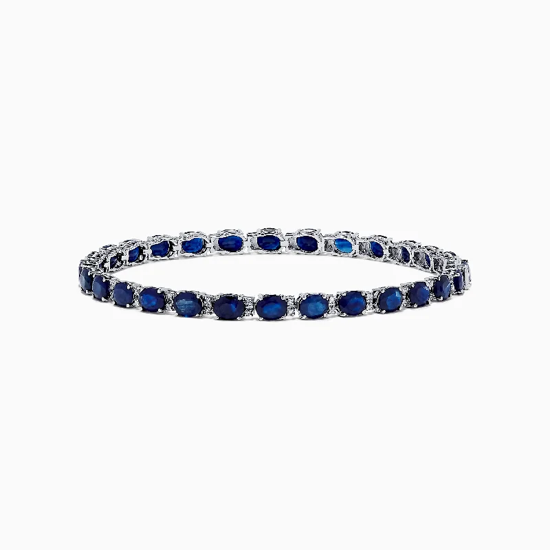 Copper cast bracelet-Royale Bleu 14K Gold Sapphire & Diamond Tennis Bracelet, 12.21 TCW