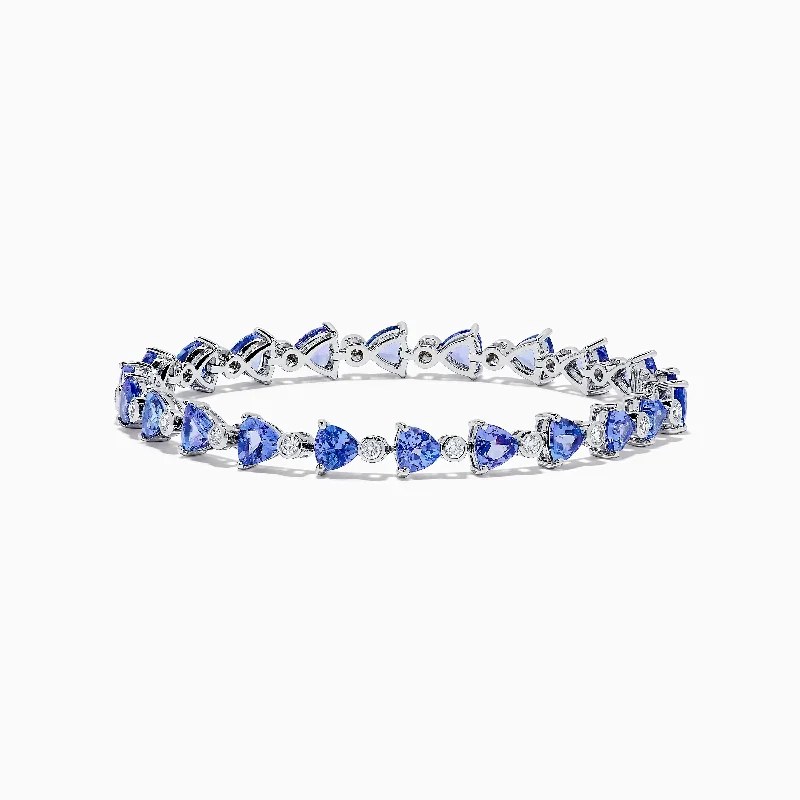 Stamped pattern bracelet-Tanz Royale 14K White Gold Tanzanite and Diamond Bracelet