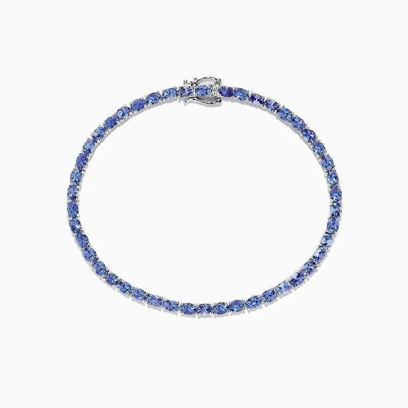 Ash pearl bracelet-Nahla Siri Sterling Silver Tanzanite Tennis Bracelet, 6.65 TCW