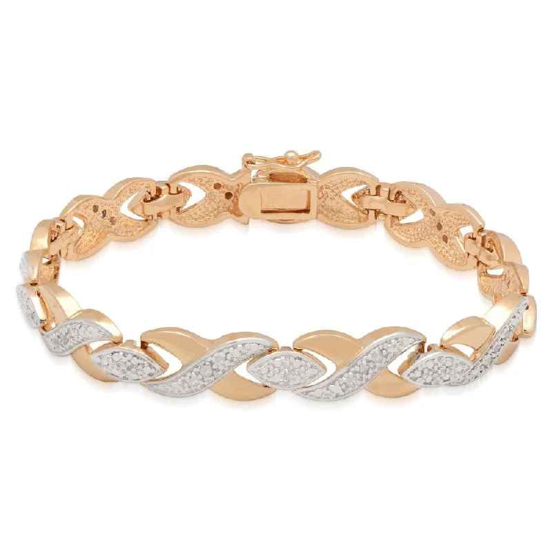 Trefoil knot bracelet-Finesque 18k Yellow Gold Overlay 1/4ct TDW Diamond XO Design Bracelet