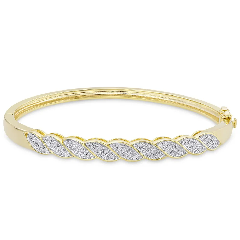 Clan crest bracelet-Finesque Gold Overlay 1/4ct TW Diamond Wave Design Bangle