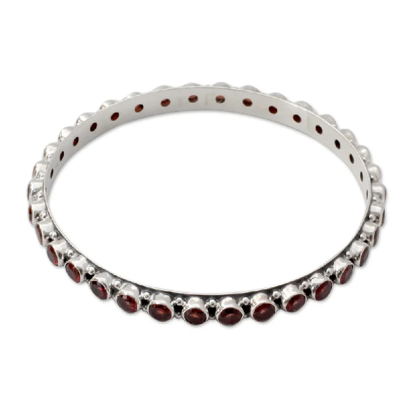 Hazel wood bracelet-Garnet Bangle Bracelet, 'Love'S Energy' (India) - 7'6" x 9'6" - 7'6" x 9'6"