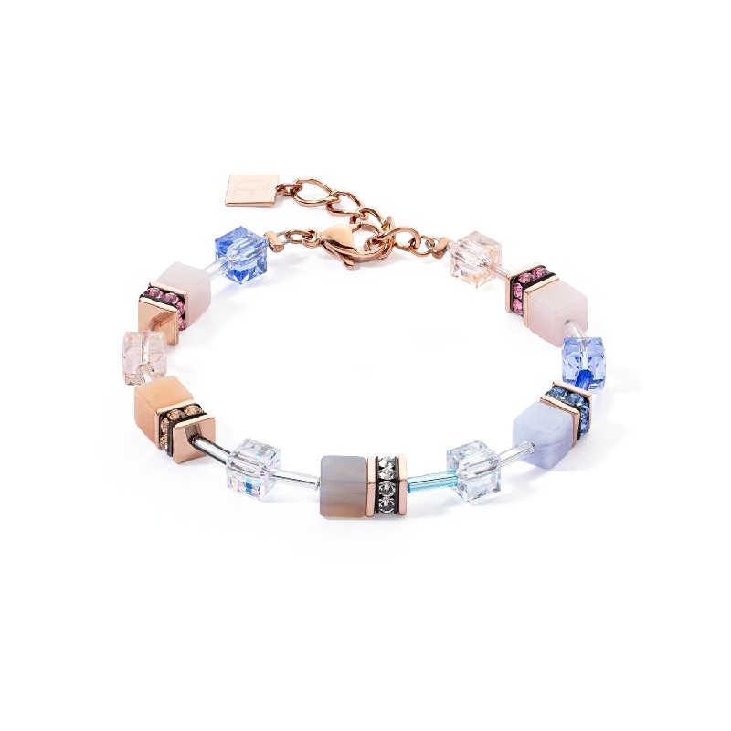 Knotted twig bracelet-GeoCUBE® Iconic Precious bracelet light blue-beige