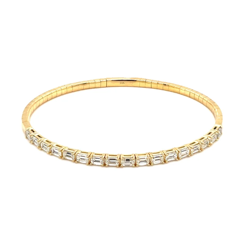 Ragged edge bracelet-Joelle Baguette 2ct Diamond Bangle 14K Gold