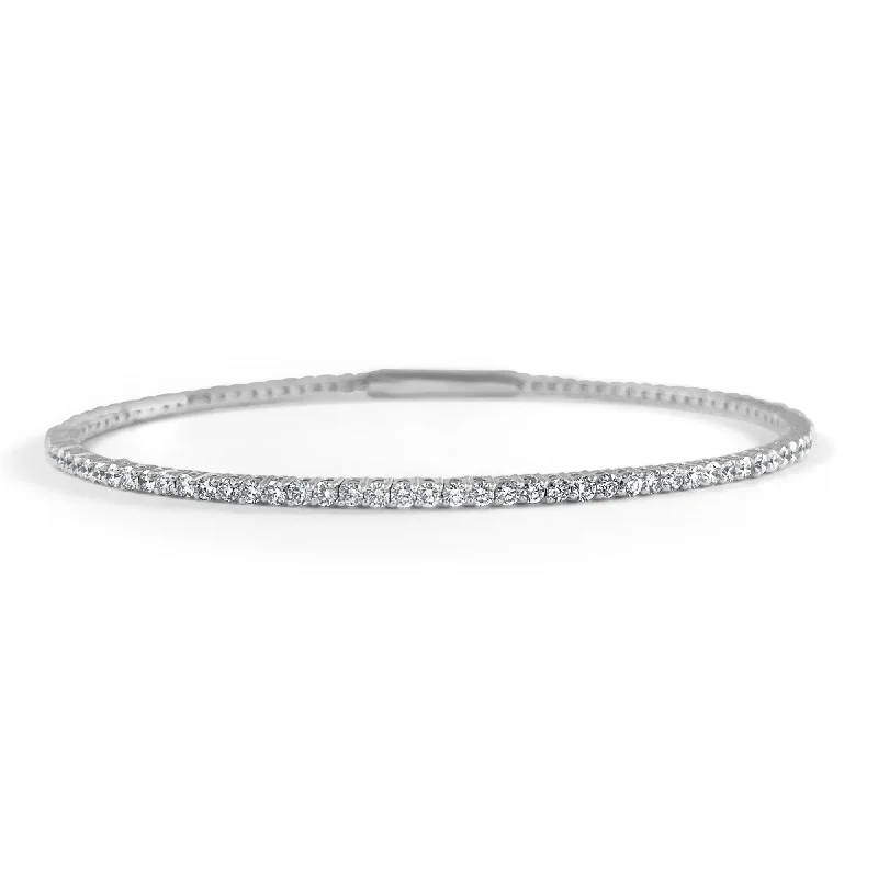 Matte stone bracelet-Joelle Diamond Bangle 1.72 CT Flexible Diamond Bracelet 14K Gold