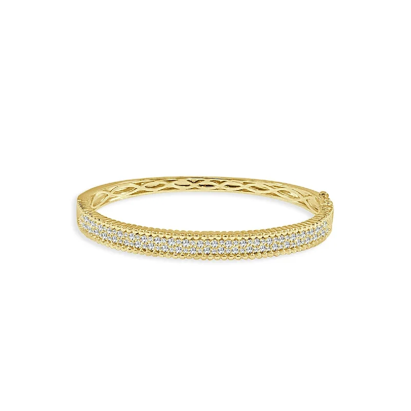 Scratched finish bracelet-Joelle Diamond Bangle 14K Yellow Gold 1 3/4 CT TDW