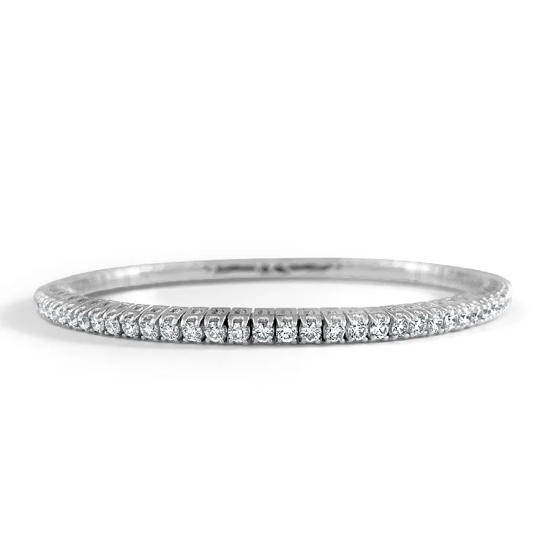 Crystal bead bracelet-Joelle Diamond Bangle Bracelet - 2.80 ct. Flexible Stretch Bracelet 14K Gold Stackable Diamond Bangle