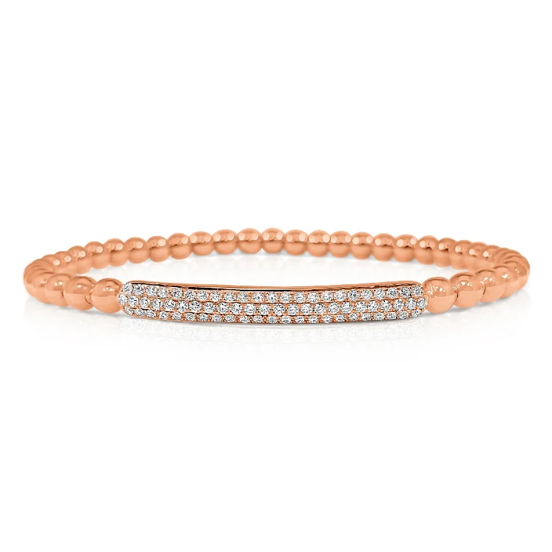 Fractured gem bracelet-Joelle Diamond Bar Bracelet Stretch Bead Bangle 18K Rose Gold 1/2 CT TDW