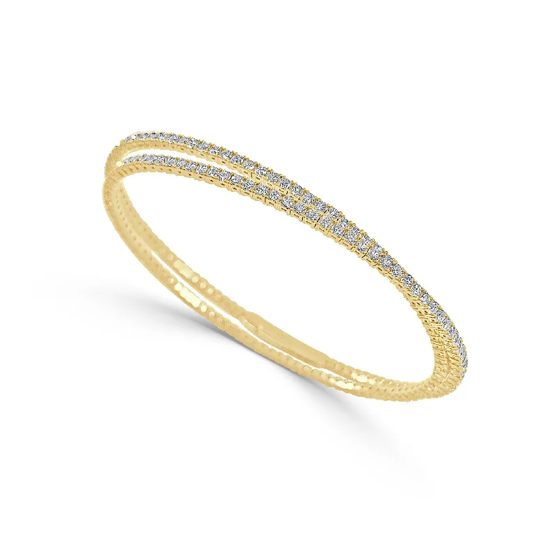 Linked band bracelet-Joelle Diamond Double Row Bangle 3.40 ct Flexible Bracelet