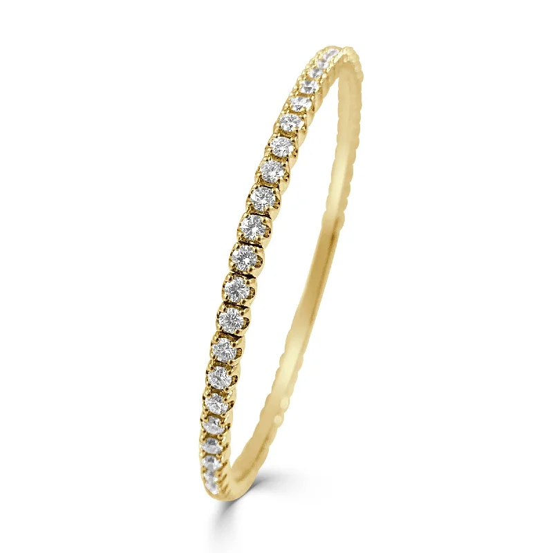 Knit stripe bracelet-Joelle Diamond Stackable Bangle 2.71ct. Flexible Bracelet 14K Gold - Diamond Stackable Bracelet