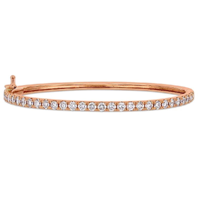 Phantom set bracelet-Miadora 14k Rose Gold 2 1/3ct TDW Diamond Tennis Stackable Bangle