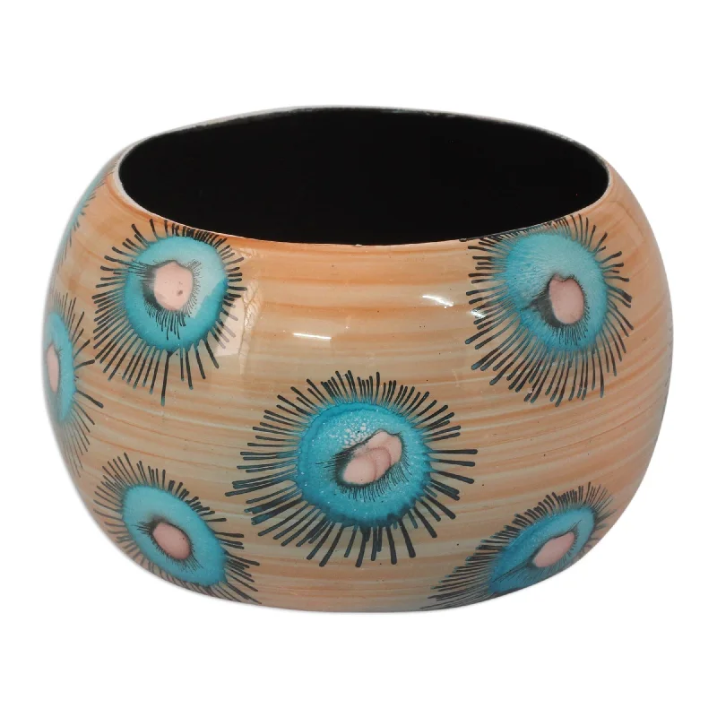 Rock vein bracelet-NOVICA Handmade Poplar Wood 'Blue Anemone' Bangle Bracelet (India) - 7'6" x 9'6"