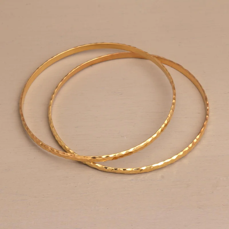 Beak tip bracelet-Slim Radiant Shine 2 Gold Plated 925 Slim Half Hoop Bangle Bracelets from Bali