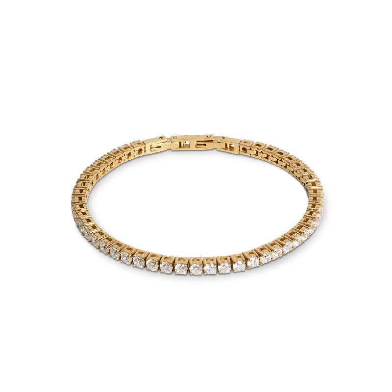 Grid weave bracelet-Tennis bracelet gold-crystal