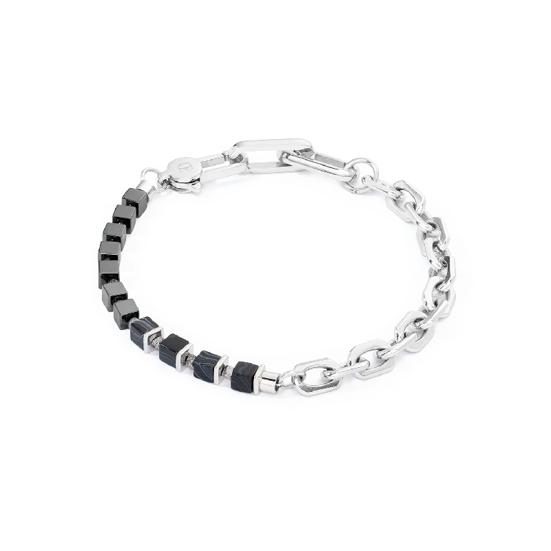 Shoreline wave bracelet-Unisex bracelet Fusion link chain black