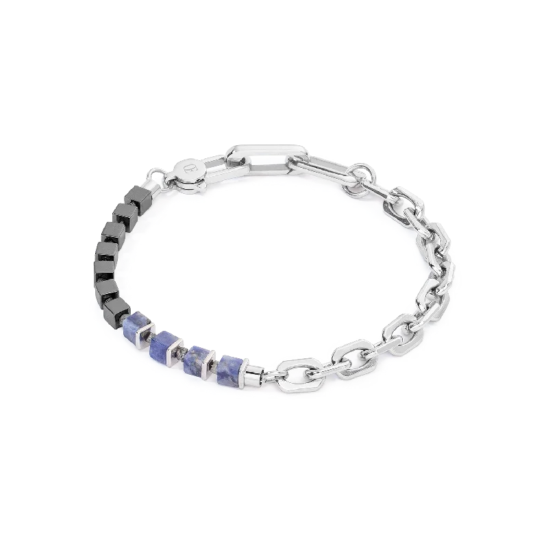 Beak tip bracelet-Unisex bracelet Fusion link chain blue