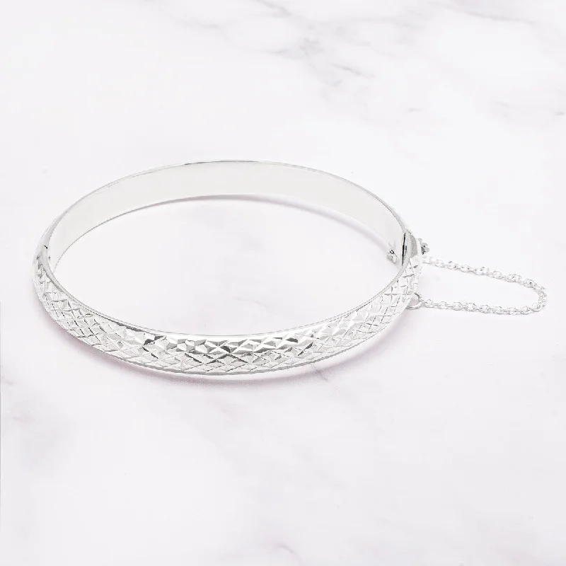 Tiered stone bracelet-Victoria Townsend .925 Sterling Silver Crystal Cut Bangle Bracelet