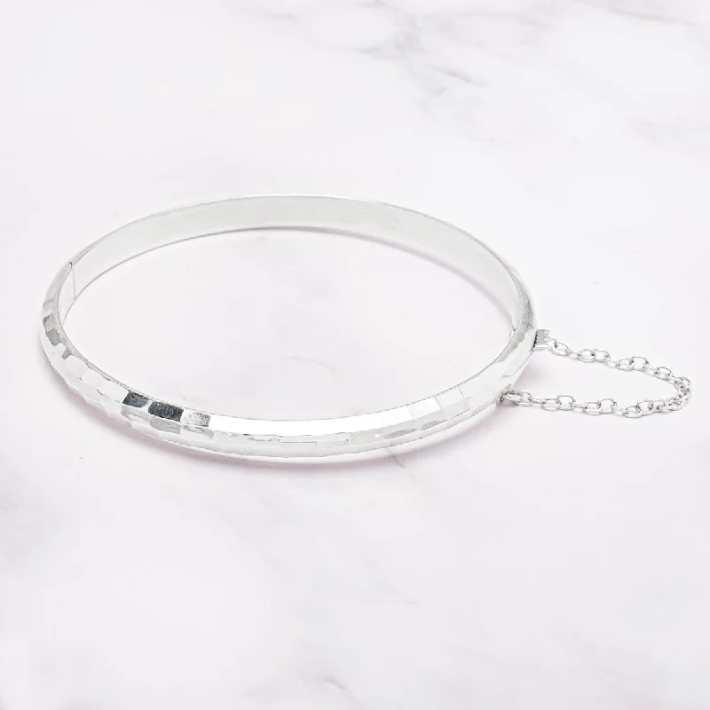 Blunt edge bracelet-Victoria Townsend .925 Sterling Silver Hammered Bangle Bracelet