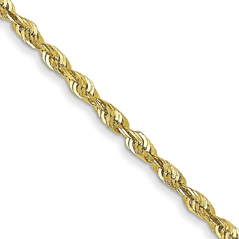 Micro pave necklace-10KT Yellow Gold 18-inch 1.5MM Diamond-cut Lobster Clasp Rope Extra-Light Chain