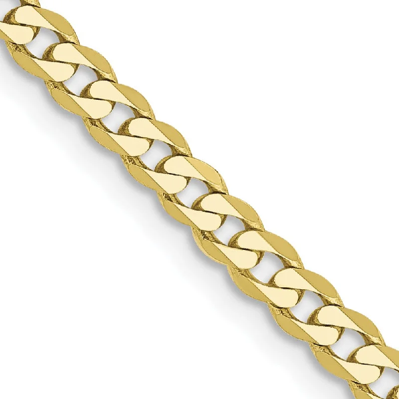 Matte stone necklace-10KT Yellow Gold 18-inch 2.9MM Flat Beveled Curb Chain