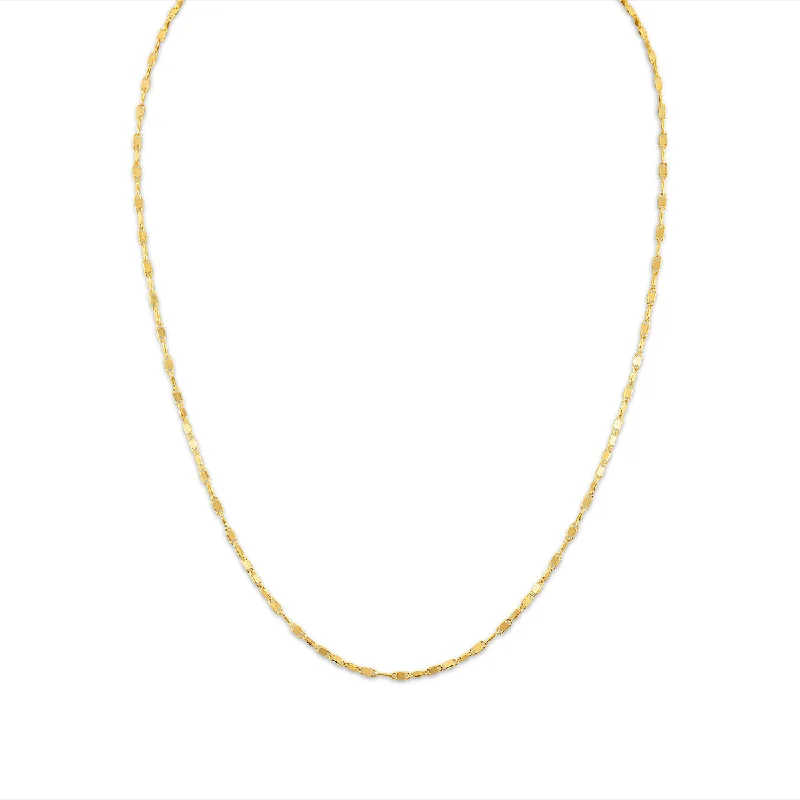 Rosemary sprig necklace-10KT Yellow Gold 18-inch Fancy Chain