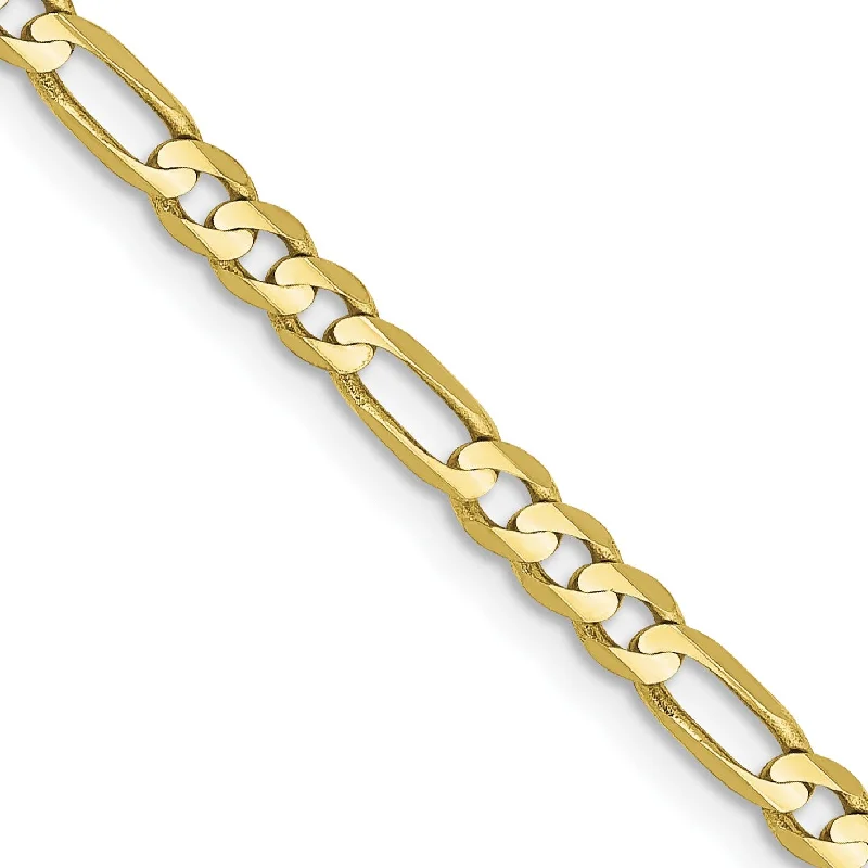 Stamped pattern necklace-10KT Yellow Gold 22-inch 3MM Lobster Clasp Figaro Chain