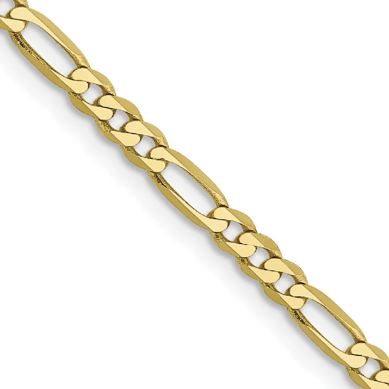 Fern vein necklace-10KT Yellow Gold 24-inch 2.75MM Flat Figaro Chain