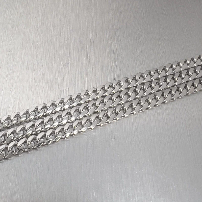 Scratched finish necklace-14k White Gold Flat Cuban Link 5.00mm Chain Necklace 21.5" 34.6g ITALY