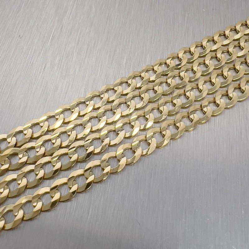 Rock vein necklace-14k Yellow Gold Flat Cuban Curb Link 5.60mm Chain Necklace 24" 20.2g ITALY