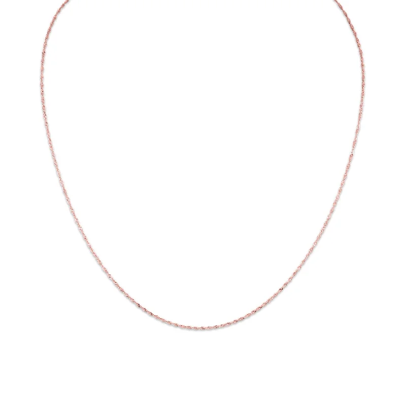 Layered cut necklace-14KT Rose Gold 18-inch 1MM Singapore Chain