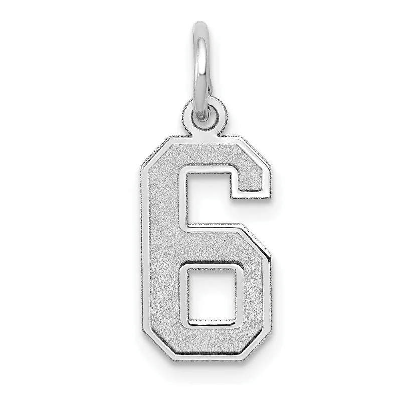 Stamped pattern necklace-14KT White Gold 19X7MM Number 6 Pendant-Chain Not Included