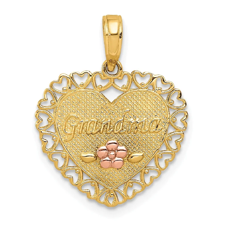 Grooved edge necklace-14KT Yellow and Rose Gold 20X17MM Grandma Pendant. Chain Not Included