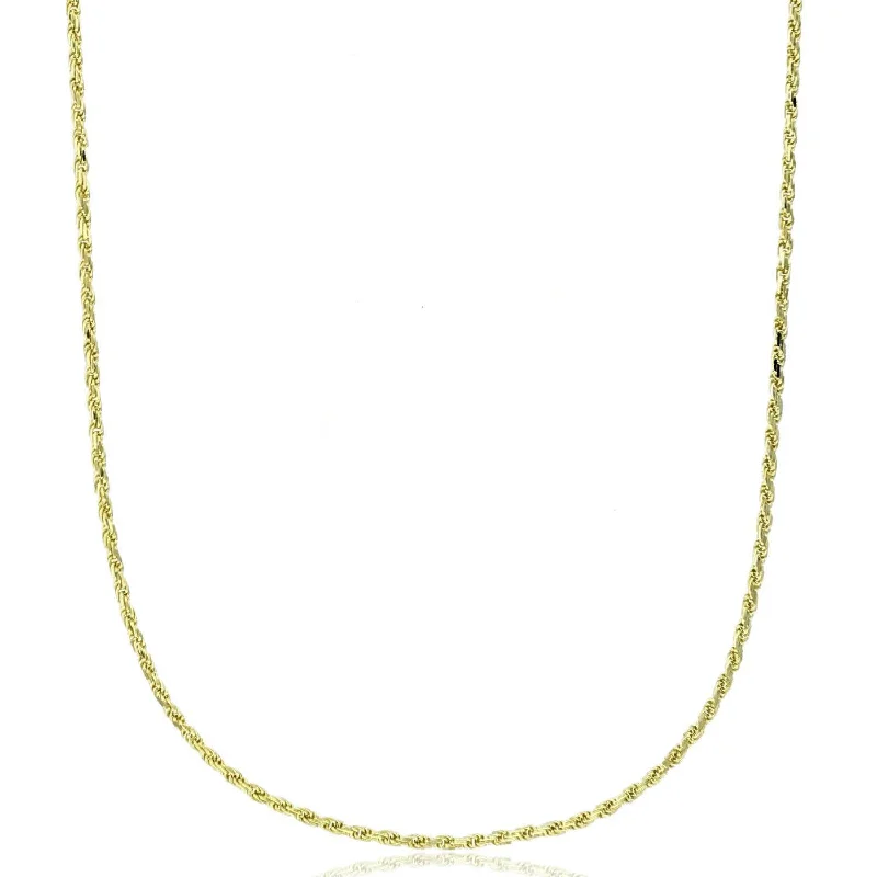 Crowned gem necklace-14KT Yellow Gold 18-inch 1.1MM Diamond-cut Chain