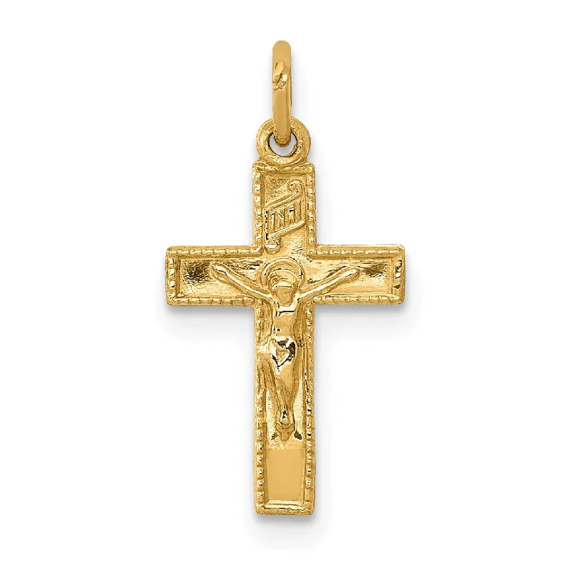 Knit stripe necklace-14KT Yellow Gold 19X10MM Crucifix Cross Pendant. Chain Not Included