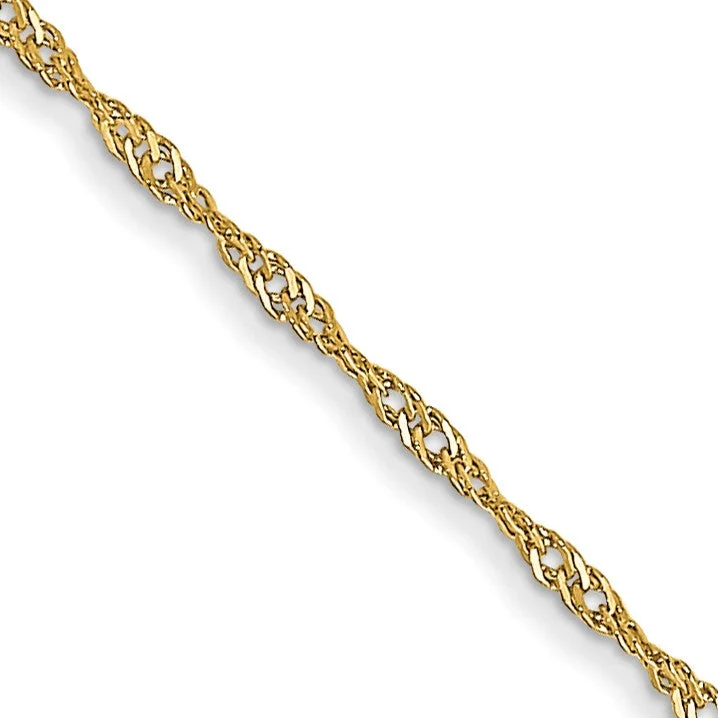 Contrast metal necklace-14KT Yellow Gold 20-inch 1MM Singapore Pendant Chain