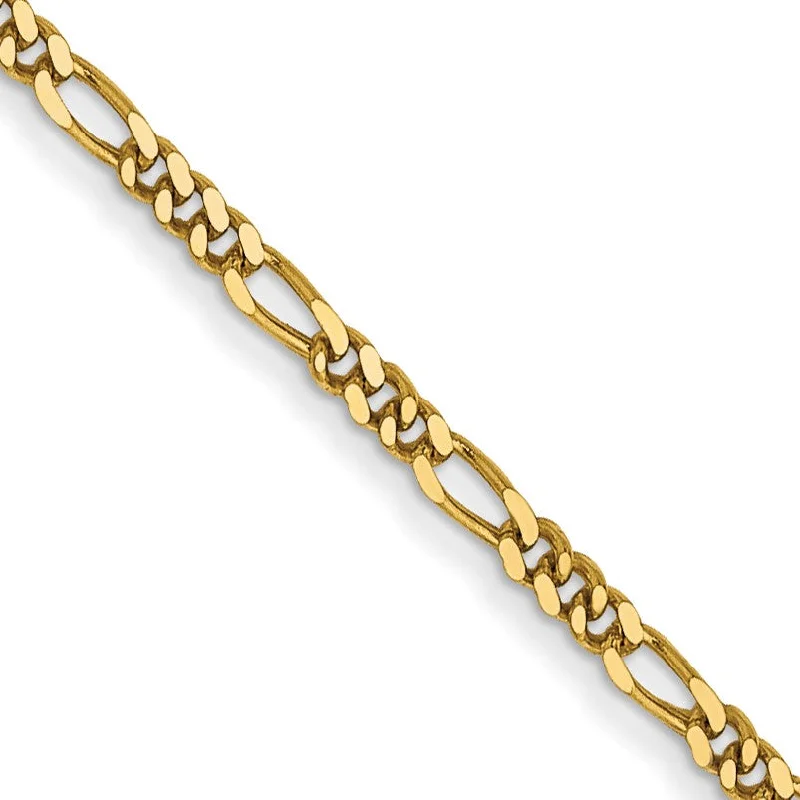 Cast metal necklace-14KT Yellow Gold 22-inch 1.25MM Flat Figaro Chain