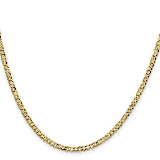 Crystal bead necklace-14KT YELLOW GOLD 3.1MM LIGHTWEIGHT FLAT MIAMI CUBAN CHAIN - 4 LENGTHS