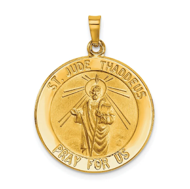 Rock vein necklace-14KT Yellow Gold 31X22MM Medal Saint Jude Pendant. Chain Not Included