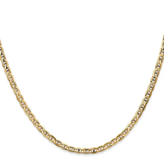 Shaved chain necklace-14KT YELLOW GOLD 3MM CONCAVE ANCHOR CHAIN NECKLACE - 4 LENGTHS