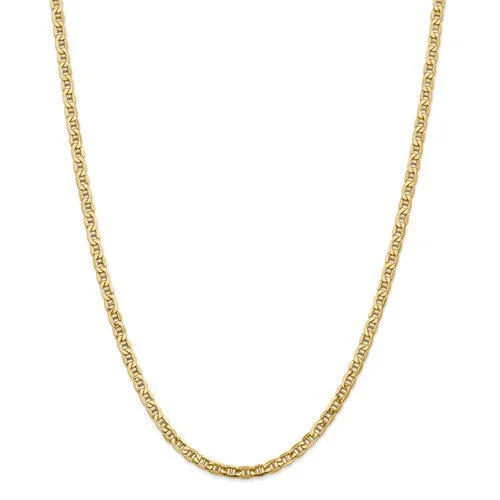 Denim weave necklace-14KT YELLOW GOLD 4MM SEMI SOLID ANCHOR CHAIN NECKLACE - 4 LENGTHS