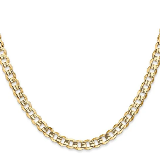 Crystal bead necklace-14KT YELLOW GOLD 5.25MM SOLID CONCAVE OPEN CURB CHAIN - 5 LENGTHS