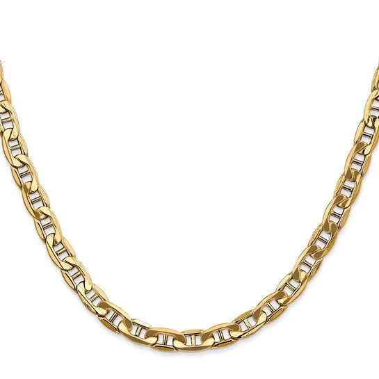 Woolen felt necklace-14KT YELLOW GOLD 5.5MM SEMI SOLID ANCHOR CHAIN NECKLACE - 3 LENGTHS