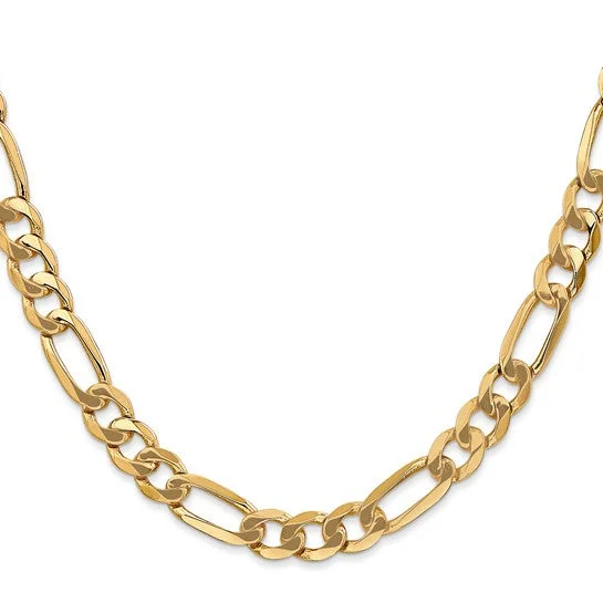 Grainy texture necklace-14KT YELLOW GOLD 7MM FLAT FIGARO CHAIN NECKLACE - 5 LENGTHS